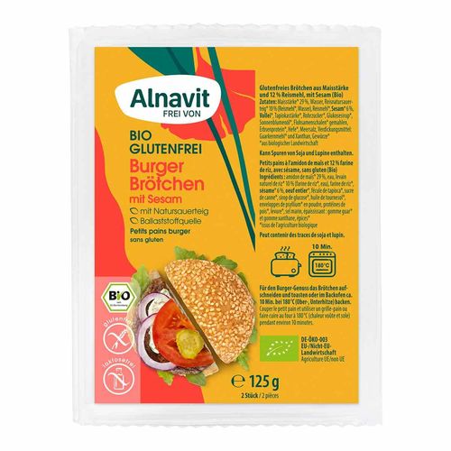 Alnavit Bio Burger Weckerl mit Sesam, glutenfrei